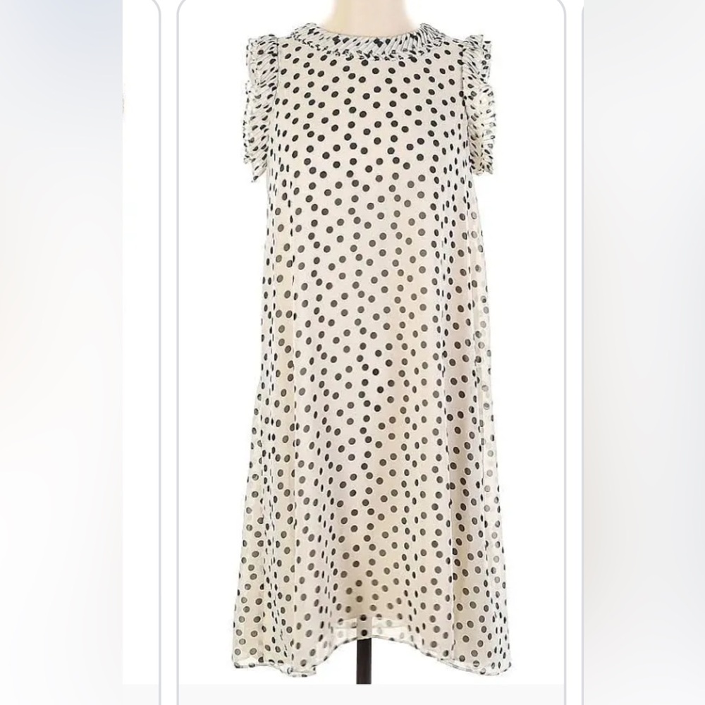Max Studio L cream polkadot dress